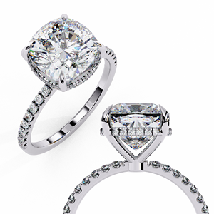 3.25ct EF VVS-VS IGI Certified <b>Cushion</b> Cut Lab Grown Diamond Engagement Ring Gold Hidden Pave Gallery Diamond Shank Jewelry Gift - Product Image 3