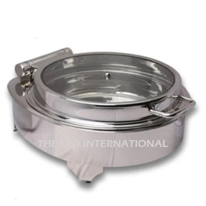 Plat de service en acier inoxydable de qualité supérieure, design moderne, couleur argent, pour hôtels et restaurants. - Product Image 1