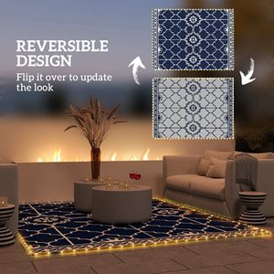 Tappeto Reversibile da Esterno 3,6x2,7m con Luci LED, Tappeto in Paglia PP, Borsa per il Trasporto e Picchetti per il Fissaggio a Terra, Ideale per Sala da Pranzo, Ingresso, Corridoio - Product Image 4