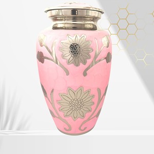 Urne funéraire en laiton émaillé blanc style américain pour adulte, motif floral, capacité de 200 pouces cubes, pour commémoration des cendres - Product Image 4