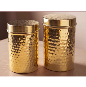 Pure Brass Cylinder <b>Canisters</b> With Airtight Lids Bohemian Design Kitchen Spice Storage <b>Set</b> Handcrafted Metal Containers - Product Image 5