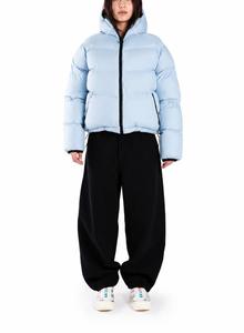 Light Blue and Black Hooded Puffer <b>Jacket</b> for <b>Men</b> Women Winter <b>Down</b> <b>Filled</b> Windproof Casual Zipper Closure Thick Regular Fit - Product Image 2