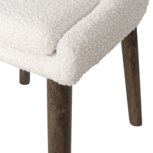 Chaise de salle à manger rembourrée moderne avec pieds en bois, tissu microfibre blanc, design contemporain, mobilier pour la maison - Product Image 6