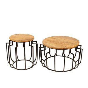 High End Designer <b>Nesting</b> Coffee <b>Tables</b> Set with Powder Coated Iron Frame and Engineered Wood Surface - Product Image 4
