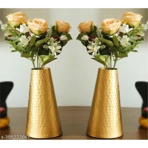 Luxury Hammered <b>Copper</b> Metal Vase Set, Modern Decorative Flower Bud Vases for Home Wedding Decor, Elegant Tall Gold <b>Table</b> Vase - Product Image 6