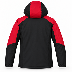 Veste softshell fine à capuche pour homme, zippée, color block, pour l'automne, vêtement de travail extérieur, poches, capuche réglable, texte personnalisé sur le devant de l'entreprise - Product Image 3