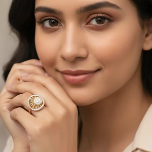 แหวนเพชรทองคำขาวทรงกลุ่มหรูหรา ดีไซน์เรขาคณิตสง่างามสำหรับผู้หญิง เครื่องประดับชั้นดี ของขวัญวันครบรอบ - Product Image 2