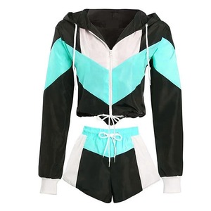Hot Sale Two Piece Windbreaker Short <b>s</b> & <b>Jacket</b> Set Custom design Zip up Nylon Polyester Streetwear Tracksuit Windbreaker Set - Product Image 3