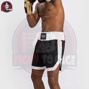 Boxing <b>Shorts</b>, Black & <b>White</b> Color Fight Trunks for Training & Competition Breathable Polyester Boxing Training Gear for Autumn - Product Image 2