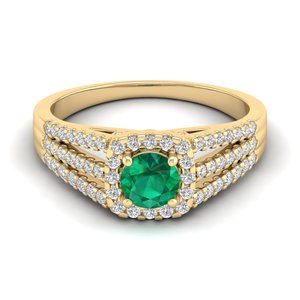 Bague de fiançailles REYES en argent sterling 925 avec pierre précieuse émeraude ronde de 0,5 ct de haute qualité, bijoux de mariage en moissanite pour femmes - Product Image 1