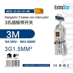 Prolunga Elettrica 3M con 3 Prese e Interruttore, Forniture per Ufficio - Product Image 3