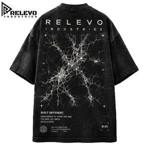 เสื้อยืดโอเวอร์ไซส์ลายกราฟิกวินเทจ ย้อมสีแบบแอซิดวอช ผ้าฝ้าย 100% คุณภาพสูง หนานุ่ม พิมพ์ลายโลโก้ที่อก ทรงไหล่ตก สำหรับผู้ชาย - Product Image 3