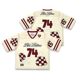 Logo personnalisé maillot de football américain de haute qualité 100% polyester unisexe XL vêtements de sport numéro motif hauts et chemises - Product Image 1