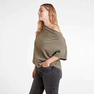 Camisetas de Mujer con Diseño de Hombros Descubiertos y Cuello con Borde sin Rematar, Material Modal de Calidad, Casual, con Logotipo Personalizado - Product Image 2