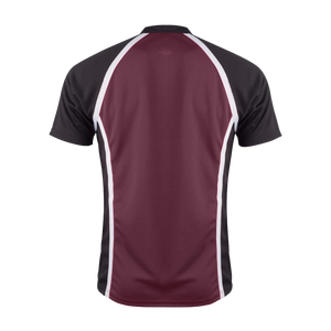 Maillot de sport color block à manches courtes Henley, haut d'entraînement athlétique 100 % polyester anti-humidité avec logo frontal - Product Image 4