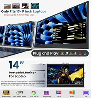 Moniteur portable ultra-fin double écran pour ordinateur portable 14 pouces IPS 1080P FHD LCD, extension triple écran Type-C Plug and Play, faible lumière bleue