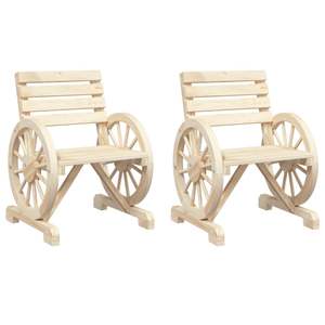 ชุดเก้าอี้สวนไม้เฟอร์เนื้อแข็ง 2 ตัว ขนาดมาตรฐาน ผิวสัมผัสธรรมชาติ - Product Image 2