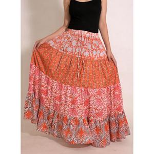 Cotton <b>Patchwork</b> Printed Boho Maxi <b>Skirt</b> Women's Handmade Ankle-Length Breathable Casual Vintage Indian Festival Fashion - Product Image 1