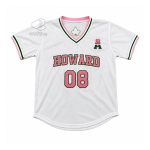 Alfa |   Kapa |   Camiseta de béisbol de malla para mujer Alpha Sorority, cuello en V, manga corta, transpirable, ropa deportiva de equipo, estampado sublimado - Product Image 1