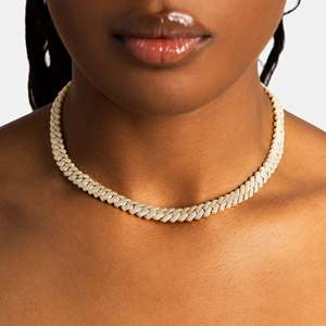 Luxury 18K Gold Plated <b>Rope</b> <b>Chain</b> Necklace With Round Brilliant Cut Diamonds Micro Insert Unisex Everyday Wear - Product Image 5