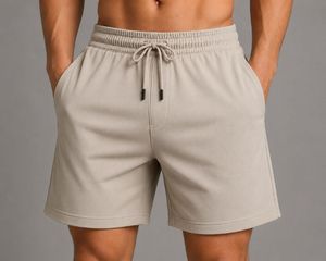 Pantalones Cortos Deportivos Casuales para Hombre, Ecológicos, de Lona Media, Color Sólido, Tejidos, con Cordón en la Cintura, Transpirables - Product Image 2