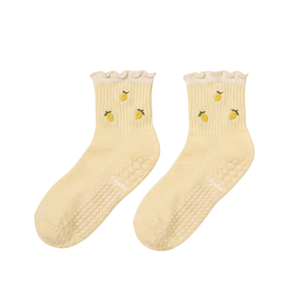 Wholesale Cute Style Cotton Ribbed Design <b>Frill</b> Ankle Non Slip <b>Socks</b> for Women Cute Fruit Pattern Yoga <b>Socks</b> Home Fitness - Product Image 3