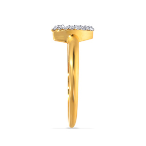 Bague en or jaune 10K et 12K avec diamant rond de 0,12 ct, design inspiré de la nature, feuille dorée et halo de diamants, pour femme - Product Image 3