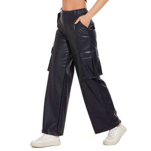 Jeans Casuales de Invierno para Mujer PIHA SPORTS, Negros, de Cuero Genuino, Cintura Media, Corte Ajustado, Levanta Glúteos, Antiarrugas y Resistentes al Viento - Product Image 1