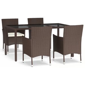 Set da pranzo da giardino in polyrattan marrone da 5 pezzi, set da 4 posti - Product Image 2