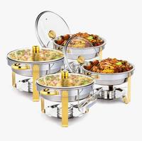Chauffe-Plat Professionnel Rond en Acier Inoxydable 201 de 7 Litres pour Buffet, Maintien au Chaud par Vapeur, Argent, 24 Heures au Meilleur Prix