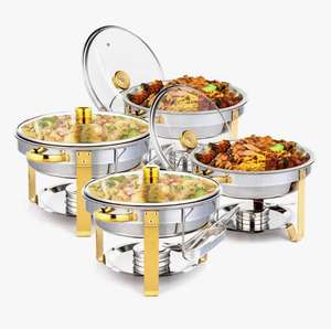 Recipiente para calentar comida tipo buffet, redondo, de acero inoxidable, de 7Qt, profesional, al mejor precio - Product Image 1