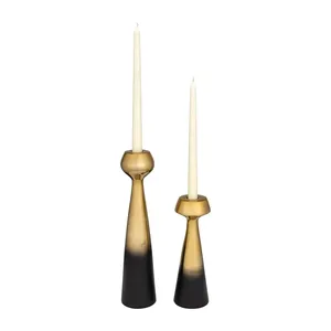 Handmade Metal <b>Candle</b> Holder Manufacturer with Large Bulk Production Capacity for Global B2B Wholesale BuyersTapered Gold Black - Product Image 1