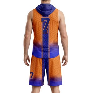 ชุดฟุตบอล 7v7 พิมพ์ลายแบบ Sublimation สีน้ำเงินส้ม ชุดเสื้อฮู้ดและกางเกงฟุตบอลสั่งทำพิเศษ ชุดยูนิฟอร์มระบายอากาศได้ดี - Product Image 2
