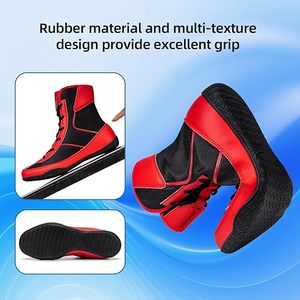 Bottes de lutte et de boxe larges pour hommes, hautes, respirantes, légères, antidérapantes pour la compétition et l'entraînement - Product Image 4