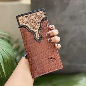 High Quality Unisex <b>Long</b> <b>Wallet</b> Genuine Leather Vintage Zipper Closure Animal Totem Multi-Slot Card Holder Clutch - Product Image 2