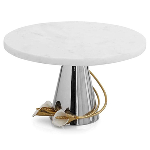 Support de gâteau en métal martelé, plaqué argent, de forme ronde, pour la décoration de table lors de mariages et d'anniversaires - Product Image 2