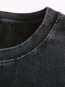 Camiseta Corta de Moda con Lavado Ácido y Pedrería de Diamantes para Hombre, Oversize de Algodón con Gráficos Desgastados, Estampado DTG, Ropa Personalizada de Verano - Product Image 3