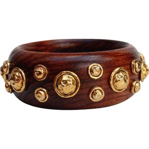 Pulsera de Madera Retro con Pentagrama, Diseño Exagerado con Remaches Anchos, Hecha a Mano, Moderna, Impermeable, de Alta Calidad, Accesorio Unisex - Product Image 2
