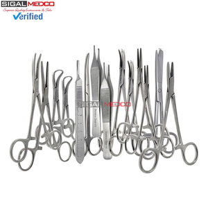 Kit d'instruments chirurgicaux manuels multifonctionnels de 44 pièces en acier inoxydable allemand, comprenant des ciseaux, des hémostatiques, des pinces, des manches de scalpel et des aiguilles - Product Image 2
