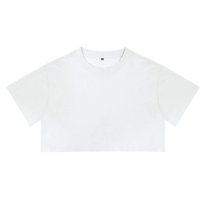 2026 New Style Custom Logo Women's Mock Neck T-Shirts Crop-<b>Top</b> 100% Cotton T Shirt Crop <b>Top</b> Women - Product Image 4
