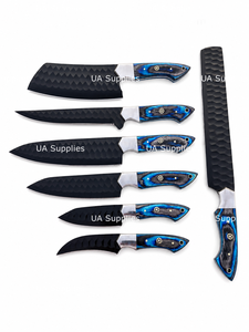 High Quality Damascus Steel Kitchen <b>Knife</b> Set 7-Piece Handmade Chef <b>Knives</b> Natural Wooden Ambidextrous Handles Modern Design - Product Image 4