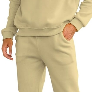 Survêtement coupe-vent personnalisé en coton épais 100 % pour homme, ensemble jogging à capuche pour l'hiver, motif uni - Product Image 4
