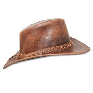 Unisex Brown Leather Cowboy <b>Hat</b> With Braided <b>Band</b> Casual Outdoor Style Adult Spring Autumn Fit 56-58CM 2026 - Product Image 1