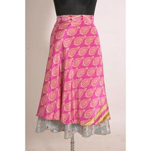 Falda Maxi Cruzada de Seda con Estampado Floral Vintage para Mujer, Hecha a Mano - Product Image 1