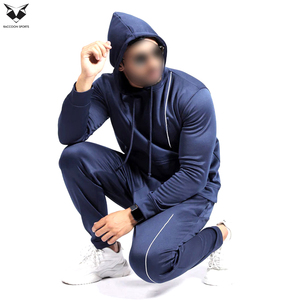 <b>Pullover</b> Style Navy Blue Color <b>Men</b> Training Jogging Wear Comfortable Product Full-Length Regular Fit Tracksuit with Full Sleeves - Product Image 6