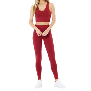 Conjunto de 2 Piezas de Leggings y Sujetador Deportivo de Yoga para Mujer, Cintura Alta, Secado Rápido, Spandex/Nylon, Ropa Deportiva sin Costuras para Gimnasio, OEM/ODM - Product Image 2