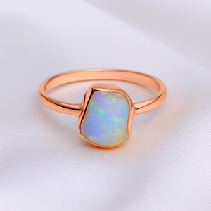 Natural Raw Ethiopian <b>Opal</b> <b>Ring</b> 925 Sterling Silver <b>Ring</b> Rose Gold Plated Yellow Gold Plated Gemstone <b>Ring</b> Handmade Minimalist - Product Image 4