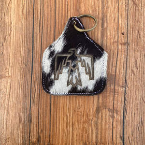 Nouveau fabricant en gros cheveux de luxe sur peau de vache Vintage personnalisé gravure laser porte-clés en cuir véritable porte-clés occidentaux - Product Image 3