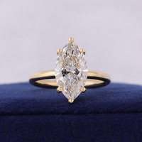Anillo de Compromiso Solitario con Diamante Cultivado en Laboratorio, Corte Marquesa, Certificado IGI, SHIVRAM DIAMOND, Platino 950, Chapado en Platino, Lujoso