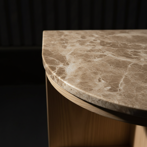 Table d'appoint moderne pour chambre et salon, étagère en bois d'hévéa écoresponsable du Vietnam et placage MDF, design gonflable, garantie 1 an - Product Image 2